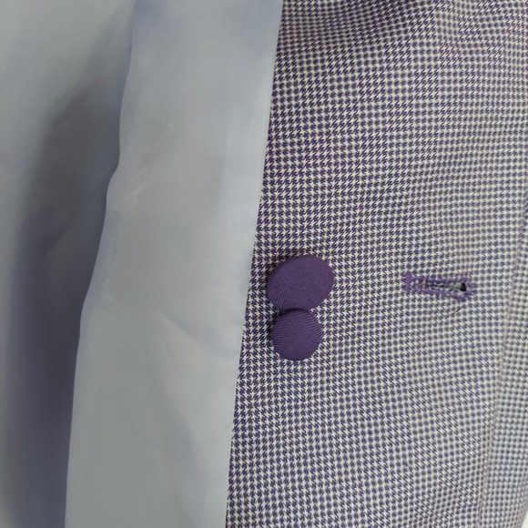 EJ Samuel Blazer Medium Funky Suit Jacket Sport Coat Purple Check - Picture 11 of 11